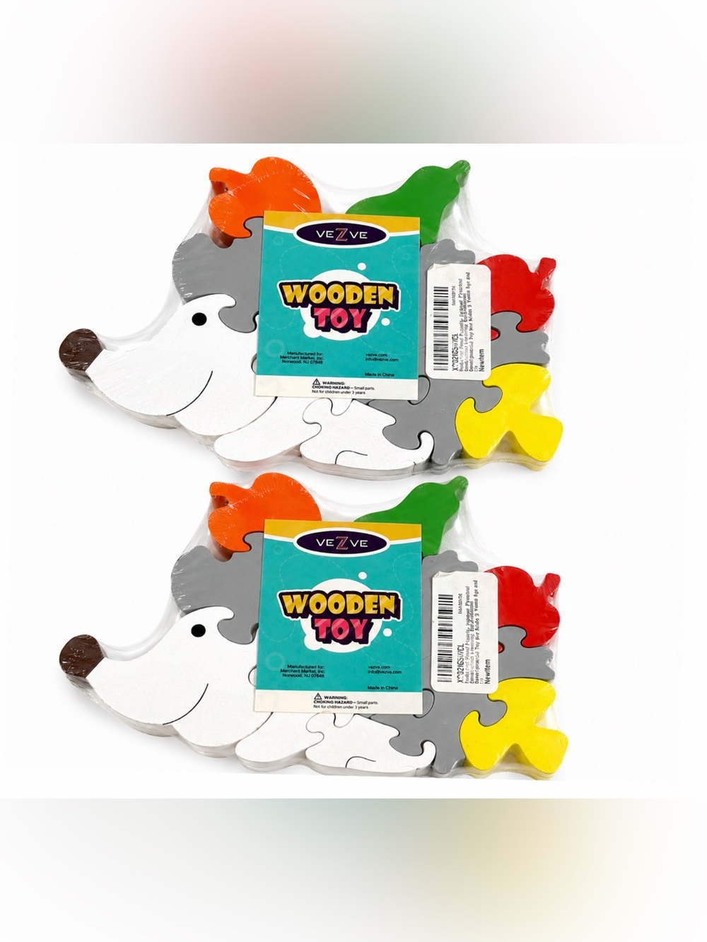 veZve Hedgehog Wooden Puzzle Set 2 Sealed Bundle Educational Kids Learning Toys